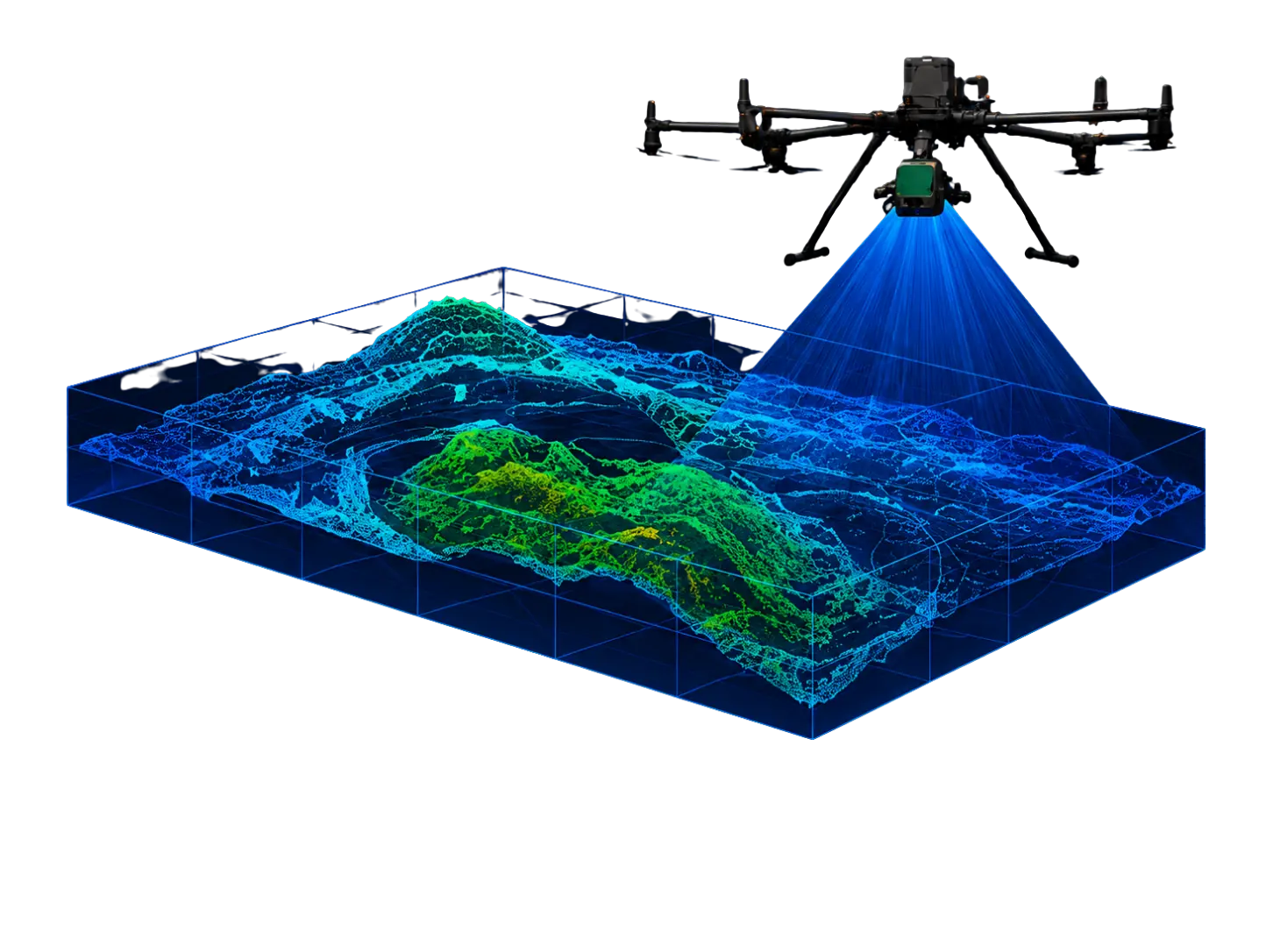 Visualização técnica em nuvem de pontos LiDAR