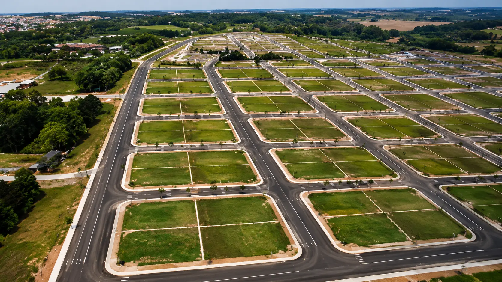 Area rural demarcada com linhas de georreferenciamento